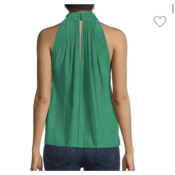A.L.C. Rio Cross Front Plissé Top Green 10 M Halter Blouse Sleeveless $350 - Picture 3 of 5